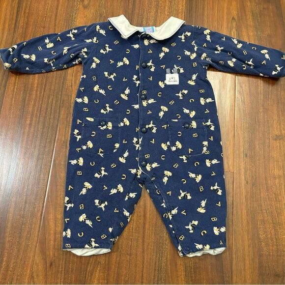 Little Me Vintage Lapin Rabbit Navy Jumpsuit - Picture 1 of 6